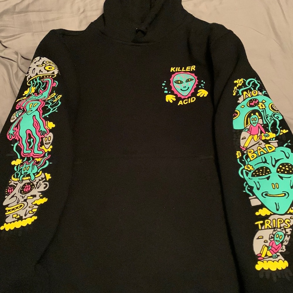 Killer Acid “No bad trips” pullover hoodie, Sz Small, like new condition